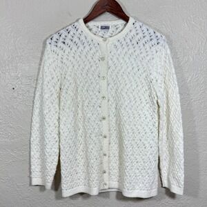 Vtg 80s 90s Cardigan Sweater Small Rosanna Hand Knit Cottage Garden Granny‎ Trad
